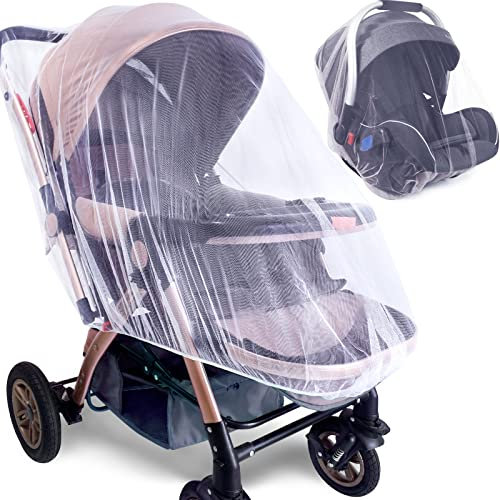 Lot de 2 moustiquaires durables pour poussette de bébé – Housse universelle en maille élastique pour berceaux, berceaux, sièges de voiture et mini berceaux | Protection essentielle de voyage