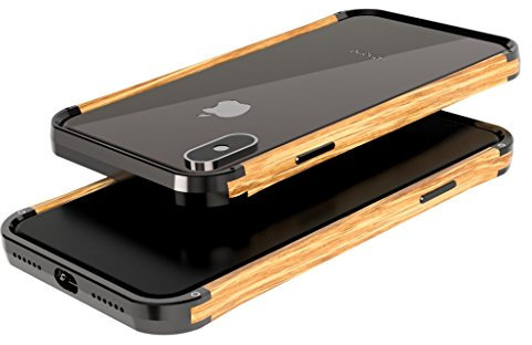 VESEL Cell Phone Case for iPhone XS Max - Mirror Black & Oak wood