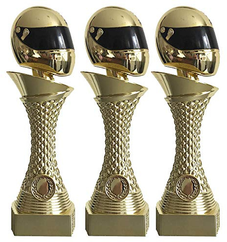 Larius Group Pokal Karting Serie mit Wunschtext Extra Groß Pokale Pokal Set Wunschgravur, Trophäe Luxus, 1,2,3 Platz (ohne Wunschtext)