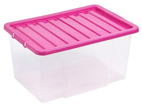 URBNLIVING 50 Liter Storage Box & Lid Pink x2