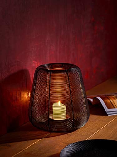 Philippi - Luanda Windlicht - 31 cm hoch - filigranes Dekolicht mit Goldbeschichtung auf der Innenseite für Garten, Terasse oder Wohnzimmer, Braun/Gold, Large