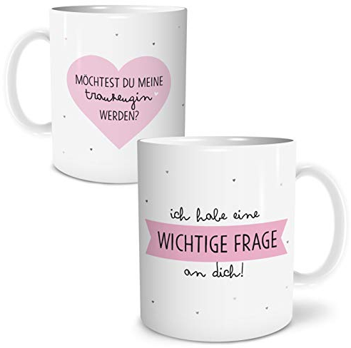 OWLBOOK® Frage Trauzeugin fragen Tasse mit Spruch Geschenke Geschenkideen für Trauzeugin zur Hochzeit & Verlobung 300 ml Keramik