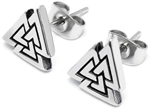 Schmuck-Checker Valknut Ohrstecker aus 316L Edelstahl Wotansknoten Berserker Wikinger Ohrringe