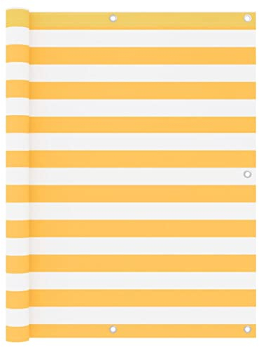 vidaXL Balkon Sichtschutz Bespannung Terrasse Windschutz Sonnenschutz Balkonbespannung Balkonverkleidung Weiß Gelb 120x400cm Oxford-Gewebe