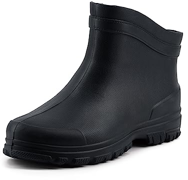 Tymar Herren Leichte Kurze Gartenschuhe Eva Kurzschaft Gummistiefel Regenstiefel Boots Outdoor Freizeit (Schwarz, 44 EU)