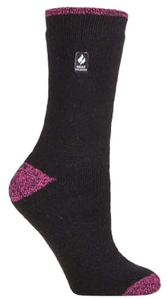 HEAT HOLDERS Lite - Damen Dünn Bunt Muster Motiv Thermosocken für Geschenk | Socken für Winter (37-40, Schwarz/Berry H & T (Tenerife))