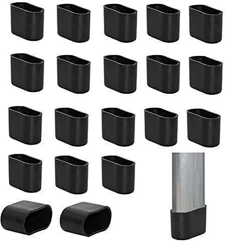 DANSHEN 20Stück Stuhlbeinkappe Stuhlbeinschutz Bodenschutz Fußkappen für Gartenstühle Fußkappen für Klappsessel Ersatzkappen aus hochwertigem Kunststoff (25x50mm)