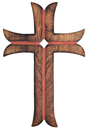 Ajuny Holzkreuz Handgefertigt Dekoratives Wandkreuz Zum Aufhängen an der Wand für Kirche Heimbüro Dekor Religiöse Geschenke Ideal 15x10 Zoll