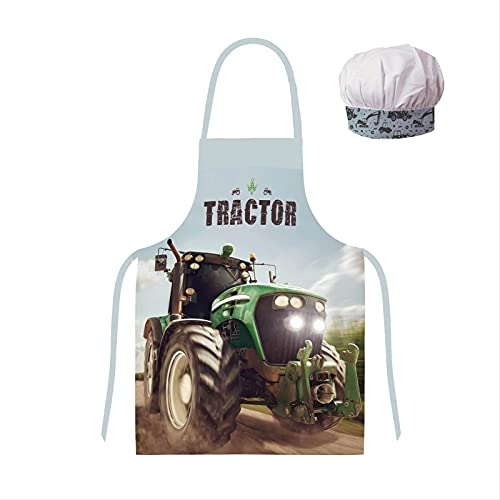 BrandMac Traktor Kinder-schürze Kochschürze Backschürze Bastelschürze Jungen Trecker Bauernhof, Mehrfarbig