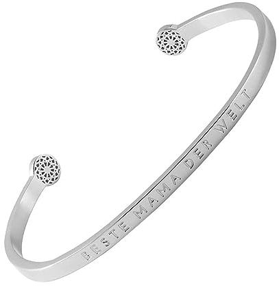 SIMPLE PLEDGE | Beste Mama der Welt Armreif | Armband Damen mit Gravur in Silber, Gold, Roségold | Perfekt als Schmuck Geschenk | Blindgravur
