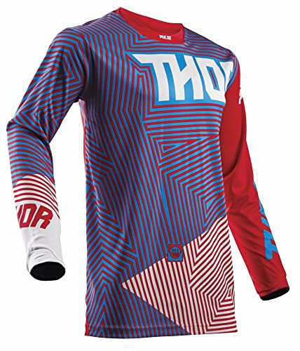 Thor Pulse GEOTEC S8 MX Jersey Enduro Motocross Shirt rot blau Gr. L