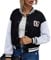 Geagodelia Damen College Jacke Sweatjacke Baseball Jacke Vintage Kurze Übergangsjacke Sweatshirt mit Knopf Y2K Fashion Top Frühling Herbst (Schwarz, M)
