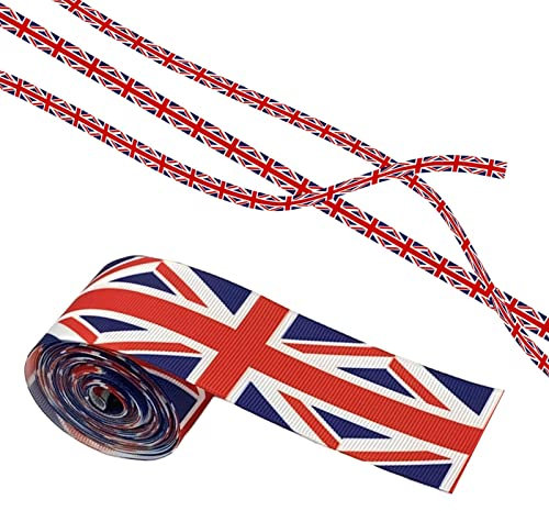 18ft/5.5m Union Jack Flag Ribbon, Regno Unito Bandiera Britannica Passamaneria Treccia, Per Fai Da Te Platinums Celebrazione Del Giubileo Artigianato, Confezioni Regalo, 1.5inch/38mm Di Larghezza