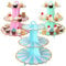 YAYODS 6 Pack 3 Tier Cupcake Stands, Cardboard Cake Stands for Afternoon Tea, Dessert Tower for Party,Birthday,Anniversary, Wedding (Red, Green,Blue)