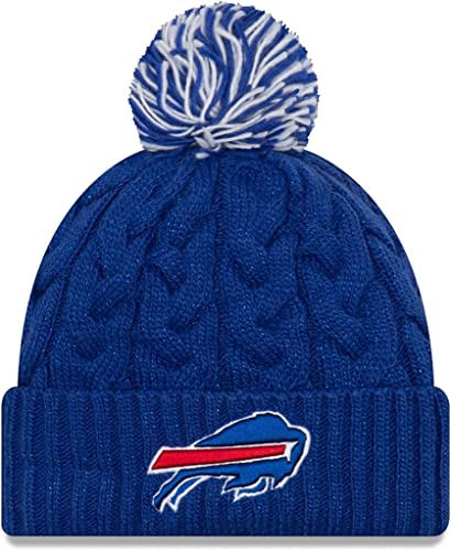 New Era Offizielle NFL-Mütze für Damen, mit Zopfmuster, Bommel, Buffalo Bills Blue, Einheitsgröße
