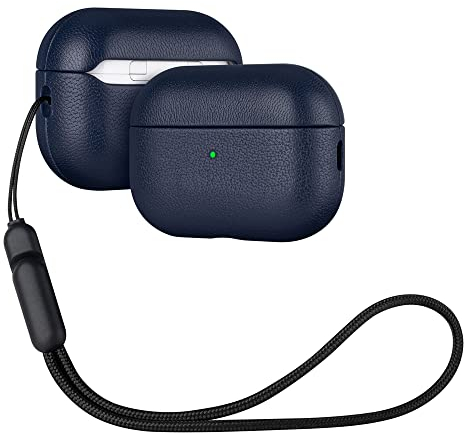 Haobobro [Lambskin Series] AirPods Pro 2. Generation Hülle 2022 - AirPods Pro 2 Leder Case - AirPods Pro 2 Leather Case - AirPods Pro 2 Ledercase - AirPods Pro 2 Lederhülle Schutzhülle - Blau