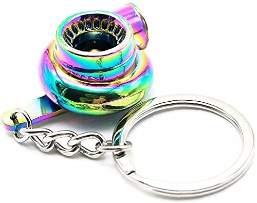 Creative Auto Parts Modelle Spinning Turbo Turbolader Schlüsselanhänger Ring Regenbogen Plüsch Schlüsselanhänger, Medium, Plüsch, Andere Edelsteine