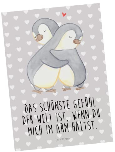 Mr. & Mrs. Panda Postkarte Pinguine Kuscheln - Geschenk, Mitbringsel, Ansichtskarte, für Partner, Freundin, Postkarten, Frauen, Hochzeitstag, Ansichtskarten, Grußkarte, Fotokarte, Valentinstag