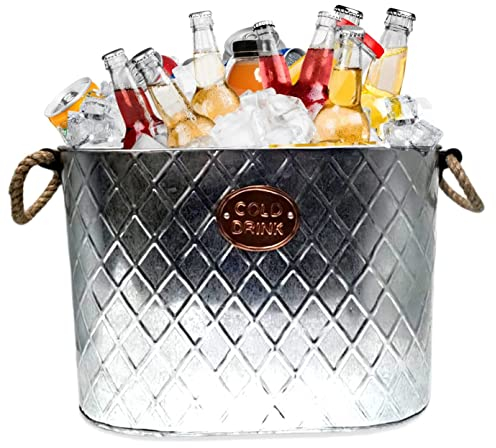 Trendi Drinks Pail with Rope Handles - Party Tub, Beer Cooler, Drinks Cooler, Wine Bucket, Drinks Tub