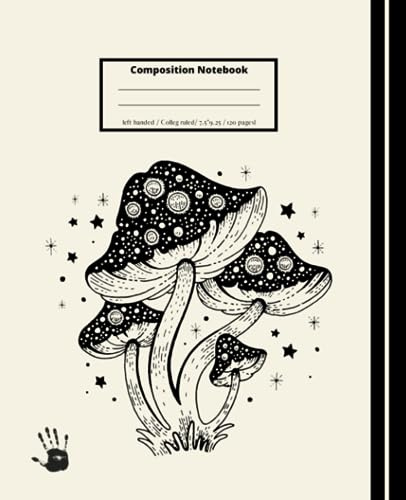 Left Handed Notebook: Left Handed College Ruled Notebook | 120 pages, 7.5x 9.25 inches | vintage mushroom Theme