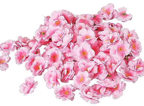 ccHuDE 100 teste di fiori di ciliegio artificiali in seta, fiori di pesco, fiori finti, piccoli fiori finti, decorazioni floreali per feste