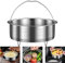 Cesta de vapor de acero inoxidable para vaporera, olla de vapor con asa, olla de vapor para guisar verduras, frutas, huevos (redondo 17,5 cm)