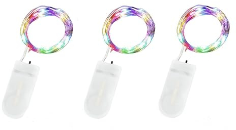Annefly LED Fairy Lights Battery Operated, 3 Pack 2M 20 LED Micro Wire Fairy String Lights for Bedroom Jar Glasses Wedding Party Christmas Lighting Decoration (Multicolour)