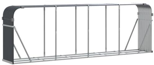 vidaXL Kaminholzunterstand, Kaminholzregal mit viel Stauraum, Feuerfest Brennholzregal mit Haken, Garten Holzlager Unterstand, Anthrazit 300x45x100cm Verzinkter Stahl