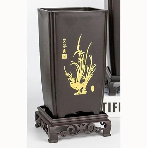 CZ Grain 7 Inch Tall Bonsai Pot with Tray - Orchid or Bonsai Tree Pot and Tray