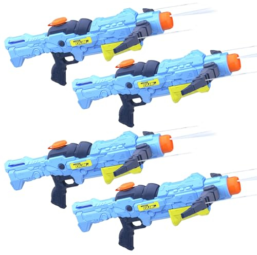Wasserpistole für Kinder & Erwachsene, 4 Stück Super Wasserspritzpistole Soaker Spielzeug Pistole, 4-Düsen-Modus Große Reichweite Pump Blaster Spritzpistole Mädchen Junge im Freien Sommer Strand Pool