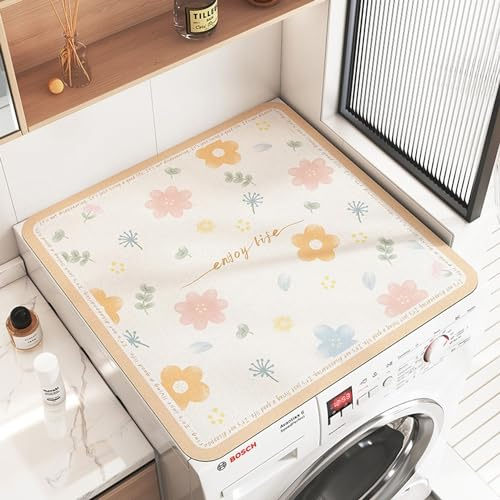 BLUEZY Protezione Superiore per Lavatrice e Asciugatrice, Copertura Antipolvere Lavatrice, Copri Asciugatrice da Esterno, Antiscivolo, Antipolvere, per Frigorifero, Cucina, Lavanderia E,40 * 50cm