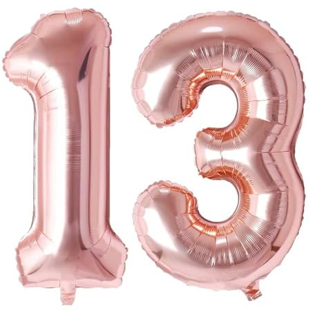 Vthoviwa 32 Zoll Luftballon Zahlen 13/31 Rosegolden, Number Luftballon 13/31. Geburtstag Foil Ballon, 0123456789,10-19,20-25,30,40,50,60,70,80,90, Folienballon 13/31 Party Dekoration