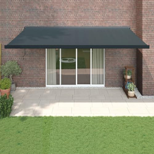 Home Outdoor OthersVersenkbare Markise, anthrazit, 5 x 3 m, Stoff und Aluminium