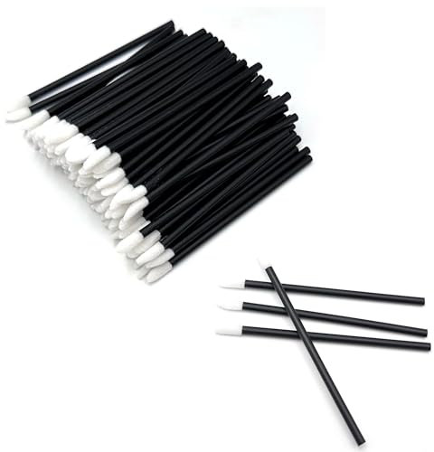 ZEVONDA 100 PCS Disposable Lip Brushes - Black Lip Gloss Brush Lipstick Applicator Concealer Brushes Makeup Lip Applicators Eyeshadow Applicator Disposable Cosmetic Brush Tool