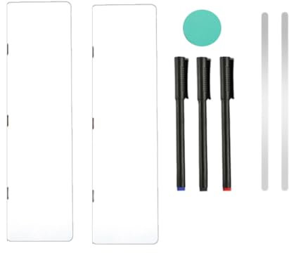 ClAZTyict 2 Pack Monitor Memo Whiteboard,Magnetic Sticky Note Holder Dry Erase Board for Computer with Self-Adhesive Metal Strips