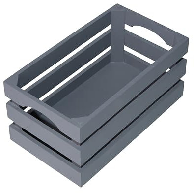 Wickerfield Great Value Wooden Crates Retail Display Tray Wooden Storage Box Shelves Racks Gift Hamper (Grey, Small)