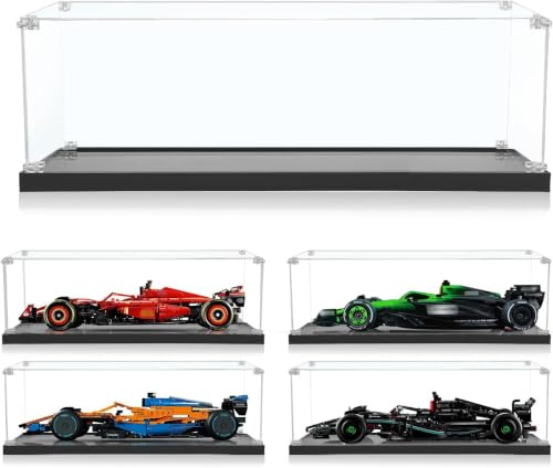 Acryl Vitrine Display Kompatibel mit Lego Technic 1:8 F1 42141, ohne Autos | 68X30X17cm Display Kompatibel mit Lego 42207,42206,42171,42141,42228,42240, Vergilbungsbeständiger Acrylglas Staubgeschützt
