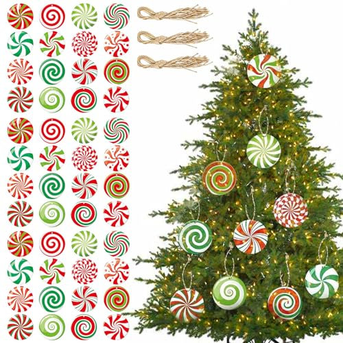 TYXHXTF 48 Pcs Caramelle di Natale Decorazione, Ornamenti Natalizi da Appendere per Albero di Natale, Inverno, Capodanno, Feste