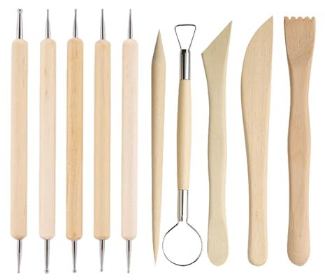 10 Stück Professionelles Modellierwerkzeug Set,Töpferwerkzeug,Polymer Clay Sculpting Modelling Tools,Holz Keramik Ton Werkzeuge für Töpfern Zuhause,DIY-Handwerk,Modelliermasse Werkzeug,Töpfern Zubehör