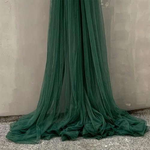 5m x 150cm Tüllstoff zum Nähen, Soft Tüll Stoffe Meterware, Netzstoff Dekostoff zum Dekorieren, Tülldekostoff Drapierstoff für Hochzeit Vorhänge Kleid Tüllrock Torbogen Zeremonie Deko,Dunkelgrün