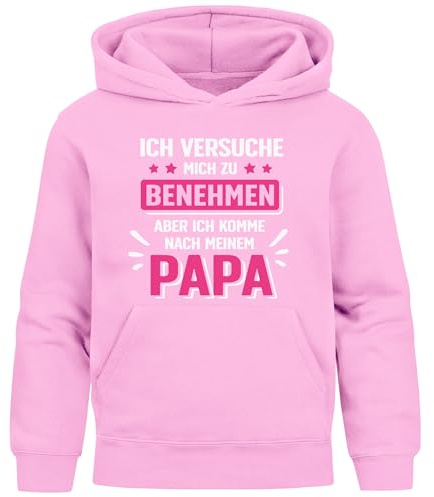 MoonWorks® Kinder Hoodie Mädchen Komme nach Meinem Papa Spruch Lustig Kapuzenpulli Bedruckt