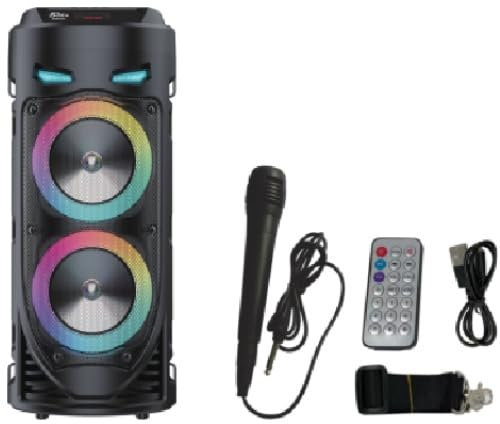 BRAVEOCW Portable Speaker Bluetooth Wireless Party Speaker, Double 4’’ Stereo Sound with Mixed Color Lights, Remote, Microphone Big Loud Speaker Home Travel Square Dance
