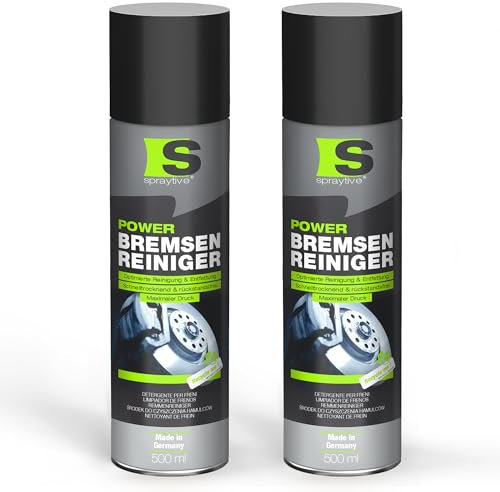 Spraytive 2 x 500ml Power Bremsenreiniger Spray - Hochwirksamer Industriereiniger und Kaltreiniger: Entfernt Schmutz, Öl, Fett, Rost und Bremsflüssigkeit – Made in Germany