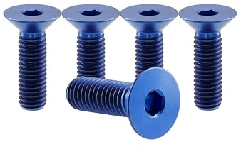 RISON-Titanium Bulloni a Testa Svasata in Titanio GR5 M5x0.8x25mm, Viti a Testa Piatta con Esagono Incassato, Viti a Testa Brugola Bullone Meccanico Viti Filettate per Bicicletta, MTB, 5 Pezzi