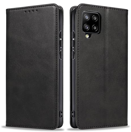 LBH Handyhülle Smartphone-Hülle für Samsung Galaxy A42 5G Klapphülle Magnetverschluss Kartenfächer Geldfach Standfunktion Case Etui Rundumschutz Schutzhülle Schwarz