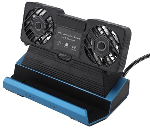 para Legion Go Rog Ally Steam Dock Dock 10 en 1 Estación de Acoplamiento USB C, Ventilador de Refrigeración Dual Desmontable, 4k 60Hz HDMI, Gigabit Ethernet, 4 USB 3.0, PD100W,