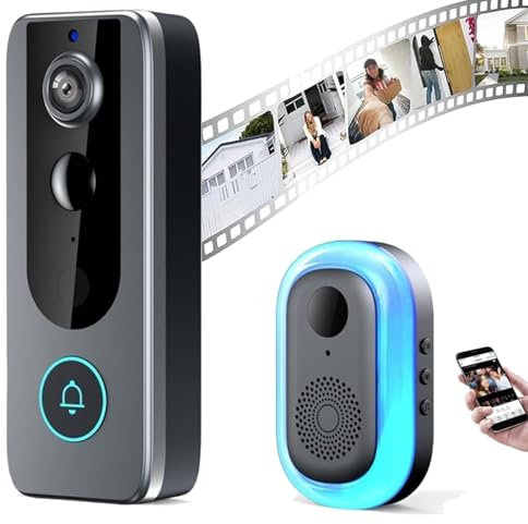 Pro – Smart Wifi Doorbell & Security Cam In One, Pro Smart Wifi Doorbell Camera, Wire-Free 120° Hd View, with Live View, Ip65 Waterproof, 4000mah Rechargeable Battery (#M20)