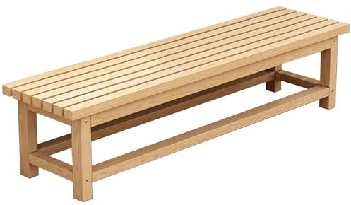 Holzbank für Badezimmer, Terrasse und Innenbereich, rückenfrei, 2 Personen, Sitzbank mit Lattenrost, perfekt für Garten, Balkon und Rasen
