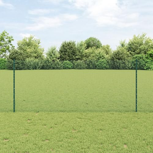 LAPOOH Recinzione in Filo Saldato con 22 Post U Verde 1x50 m Acciaio,Reti di Acciaio zincato,Recinzione in Filo-3336516