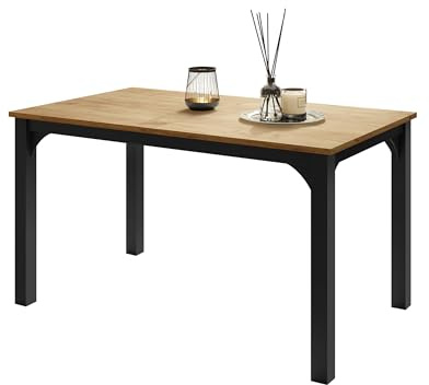 Mirjan24 Tisch für Esszimmer Fagab 140, Rechteckiger Esstisch, Ausziehbarer Tisch für Küche, L:140-178 x H:76 x B:80 cm, Küchentisch, Esszimmertisch (Schwarz/Eiche Craft Gold)